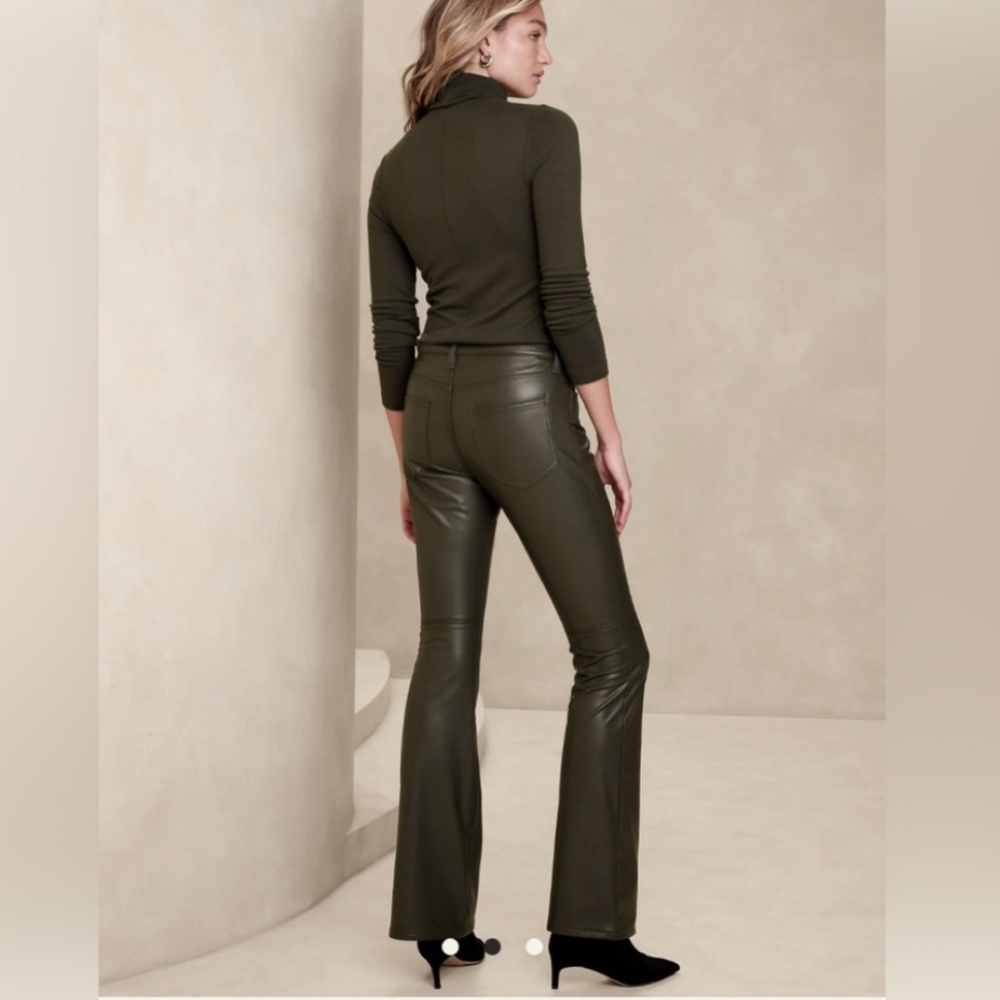 NWT BANANA REPUBLIC | Vegan Leather Bootcut Pants - Picture 3 of 5